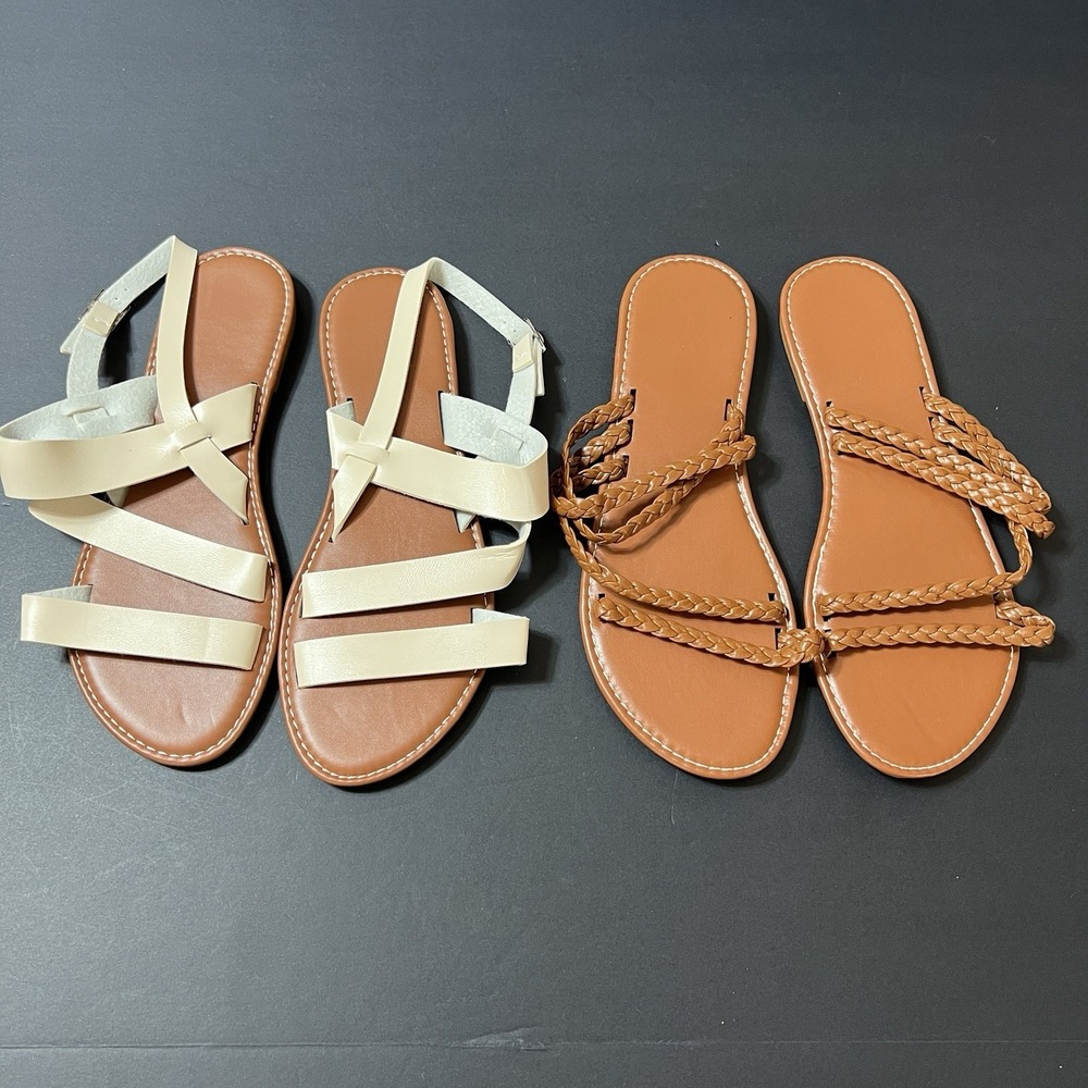 Womens Lot Of 2  Strappy Casual Slipper Summer Casual Flat Sandal Beach 40 / 41